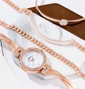 5Pcs Set Horloge Voor Vrouwen Top Fashion Diamant Dames Horloges Quartz Horloge Armband Relogio Feminino