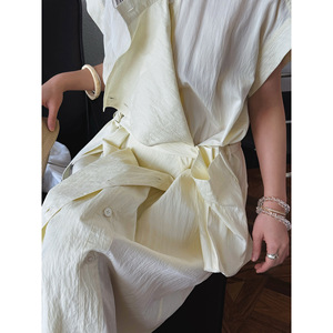 Estate nuovo stile di Parigi vento foglia di loto colletto Multi strato borsa vestito Casual abito lungo per le donne - Product Image 3