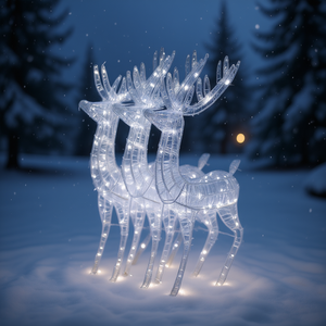 Ensemble de 3 rennes de Noël en acrylique blanc froid, décorations lumineuses pour extérieur - Product Image 2