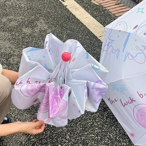 <span class=keywords><strong>Parapluie</strong></span> <span class=keywords><strong>de</strong></span> soleil automatique <span class=keywords><strong>haut</strong></span> <span class=keywords><strong>de</strong></span> <span class=keywords><strong>gamme</strong></span> en vinyle noir, motif cœur et papillon, double usage (soleil et pluie), protection UV pour <span class=keywords><strong>femme</strong></span> - Product Image 3
