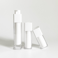 Flacons pompe sans air en plastique transparent givré de 15 ml, 30 ml et 50 ml pour cosmétiques, lotions et sérums, avec logo
