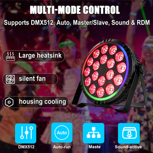 Luz LED Plana RGBW 4 en 1 de 18x4W, DMX512, Tira RGB, para Escenarios, Teatro, Iglesia, Salón, DJ, <span class=keywords><strong>Discoteca</strong></span>, Fiestas, Espectáculos en Vivo, Bodas - Product Image 4