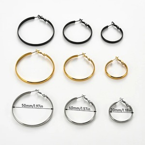 1쌍 스테인리스 스틸 빅 라운드 원형 후프 귀걸이 4MM 폭 직경 30/40/50MM 펑크 대형 기하학적 루프 귀걸이 파티 쥬얼리 - Product Image 6
