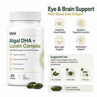 Complément alimentaire en gélules de DHA d'algues avec lutéine, zéaxanthine, vitamine E, oméga 3 végétal pour la nutrition quotidienne du bien-être des yeux et du cerveau