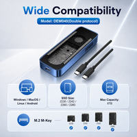 Casing SSD M.2 RTL9210B NVMe SATA Dual Protocol USB3.2 Gen2 10Gbps Tipe-C Eksternal Berbahan Aluminium Dengan Kipas Pendingin