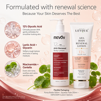 Lotion corporelle exfoliante OEM à 12 % d'acide glycolique avec acide lactique et niacinamide pour peaux sèches et rugueuses – Soin quotidien