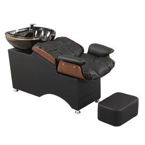 Lavabo y Silla Portátiles y Elegantes para Spa y Barbería con Lavabo Negro para Salón de Belleza, Masajes Faciales y Lavado de Cabello - Product Image 1