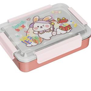 Cartoon Stainless Steel <b>Lunch</b> <b>Box</b> 304 Insulated <b>Bento</b> <b>Box</b> For Adult Student Rectangle With Plastic Lid - Product Image 3