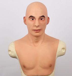 Máscaras de silicona para Cosplay de cara de hombre joven para mascarilla divertida de travesti, tocado de maquillaje, forma de pecho realista - Product Image 1