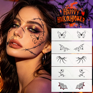 Autocollants de <span class=keywords><strong>tatouage</strong></span> temporaire pour le visage, écologiques, en papier, style gothique punk, fil <span class=keywords><strong>barbelé</strong></span>, pour Halloween, cosplay, fête, imperméables, non toxiques - Product Image 1