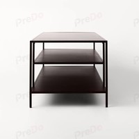 Table basse / Table carrée moderne en métal, style européen, structure en fer à trois niveaux, hauteur réglable, mobilier minimaliste pour salon