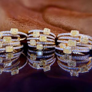 Bague de fiançailles Xinfly en or massif 18 carats avec diamant jaune naturel, sertie de griffes, bijou de luxe gageable pour femme - Product Image 5