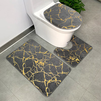 Ensemble de trois pièces pour toilettes en vente chaude, antidérapant, absorbant l'eau, tapis de bain en fourrure de lapin estampé à chaud