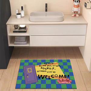 Friends Themed Rectangular Bath <b>Mat</b> Absorbent Non Slip <b>Rubber</b> Bottom Cartoon Design For Bathroom Shower Toilet Area - Product Image 2