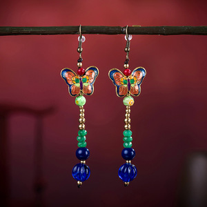 2024 personalizado Original étnico hecho a mano cinabrio Rosa pendientes mujer <span class=keywords><strong>Bohemia</strong></span> Retro largo Qi Diao pendientes patrón Floral <span class=keywords><strong>Boutique</strong></span> - Product Image 3