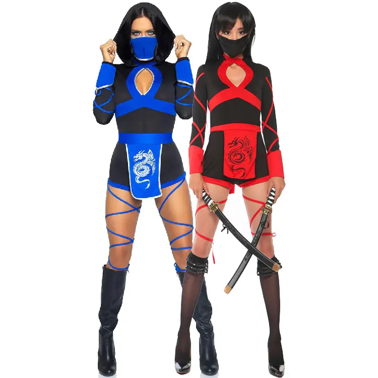 Pakaian karnaval wanita ukuran besar pakaian Ninja Dress Up kostum Cosplay seksi wanita Halloween kostum Ninja