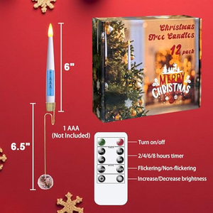Vela LED con Llama 3D Intermitente, Funciona con Batería, con Control Remoto y Temporizador, con Gancho de Bola de Cristal para Decoración de Árboles de Navidad y Fiestas - Product Image 4