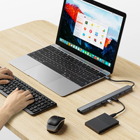 10-in-1 Aluminium USB-C Hub Dockingstation 4K HD 100W PD USB 3.0 für 2.0 SD-Karte Tastatur Maus Sprachaktivierte LED-Leuchten