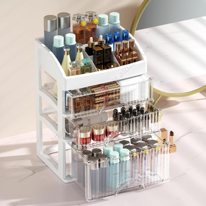 Caja de Almacenamiento Giratoria Multifuncional de Acrílico para Maquillaje, Joyería y Cosméticos - Organizador de Escritorio con Cajones - Product Image 5
