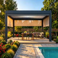 Pergola motorisée en aluminium à lames orientables avec écran latéral rétractable, imperméable, pour patio extérieur, gazebo, villa, piscine, résistance à la chaleur, 6 pieds