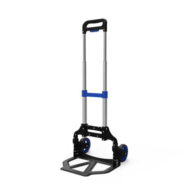 Warehouse Aluminium Folding Luggage Cart Portable Hand Trolley 60KG Load Hand Truck With Two-wheel