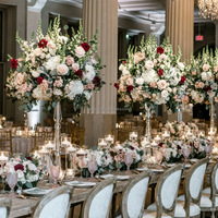 Bunga Mawar Hydrangea Ivory Baby Breath, Bola Bunga Mawar Buatan, Centerpiece Bola Bunga, Mawar Putih Baby Breath