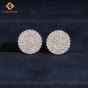 Boucles d'oreilles clous entièrement serties de diamants en moissanite, style hip-hop, en argent sterling 925, bijoux en moissanite VVS - Product Image 1