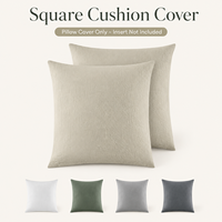 Housse de coussin carrée en tissu texturé lavé, couleur unie, coutures renforcées, coins nettoyés
