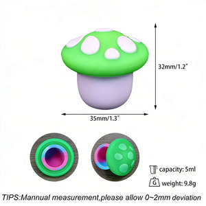 Lindo Tarro de Silicona Antiadherente con Forma de Hongo Luminiscente de Dibujos Animados, Contenedores de Cera de 2ml / 3ml / 5ml, Tarro para Concentrados de Aceite, Caja para Tabaco - Product Image 3