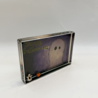 Cadre photo en acrylique écologique haute transparence avec design 3D pingouin, poisson, fantôme d'Halloween pour la décoration intérieure et les cadeaux