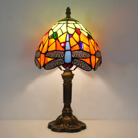 Lampe de table en verre Tiffany avec décor animalier pour coin de canapé, commande tactile LED, style méditerranéen haute couture, personnalisable