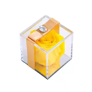 Yunnan wholesale decoration flower mirror design cheap eternal flower high level real preserved rose in acrylic box