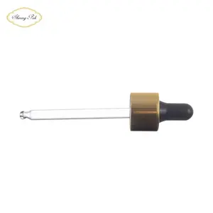 In stock 18/410 Shiny Gold Smooth Glass Pipette Aluminum Dropper Gold Dropper