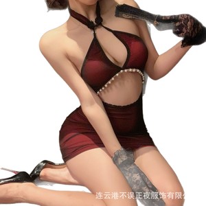 Sexy cheongsam, bodycon skirt, seductive nightgown, no need to take it off, flirtatious set for women. - Product Image 1