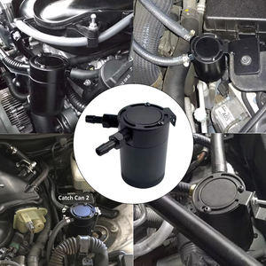 ビレットアルミニウムバッフル付き<span class=keywords><strong>2</strong></span>ポートオイルキャッチ缶タンクブリーザーフィルターエンジンミニオイルセパレーターユニバーサル - Product Image 2