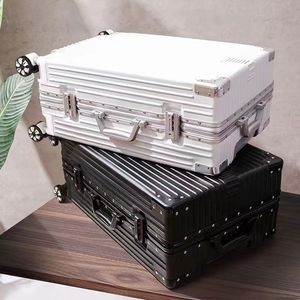 Valise à roulettes unisexe, style rétro, petite valise de voyage, grande capacité, en néoprène, roulettes silencieuses avec verrouillage - Product Image 2