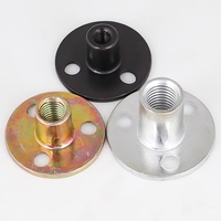 Écrou de fixation pour pied de meuble/canapé, grade 4.8, trois trous, diamètre de trou 6 mm, corps en fer, plaqué zinc/galvanisé, droite, couleur plaquée