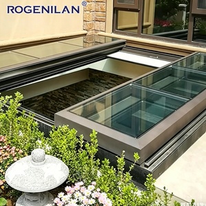 Puits de lumière panoramique coulissant automatique en aluminium <span class=keywords><strong>Double</strong></span> trempé Grand balcon en verre Patio Toit imperméable Puits de lumière coulissant bidirectionnel - Product Image 1