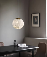 Luminaire suspendu minimaliste en marbre d'albâtre, style globe, moderne, à tête unique, pour salle à manger et cuisine