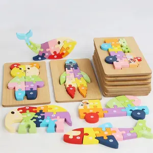 Nouveau produit Montessori 3D puzzle en bois bébé dessin animé intelligence jeu éducatif jouets pour enfants tout-petits