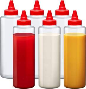 Botellas de plástico de 16 onzas, botellas de condimentos reutilizables, aptas para lavavajillas, botella de Ketchup de plástico HDPE - Product Image 1