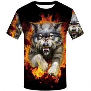 Camiseta con gráfico de lobo en 3D para hombre, camiseta transpirable de manga corta con cuello redondo, camiseta estampada informal de verano - Product Image 3