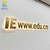 Enseigne lumineuse 3D audacieuse à lettres rétroéclairées en acier inoxydable brossé pour entreprise, bureau, mur ou extérieur