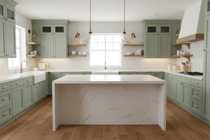 Grande dalle de quartz artificiel Calacatta Gold Sand du Vietnam, moderne, pour hôtel, salle de bain, cuisine - Product Image 5