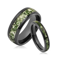 Bague personnalisable en carbure de tungstène avec agate mousse naturelle classique