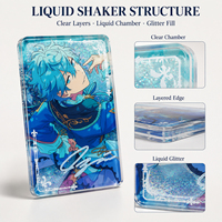 CNAWO Carte Shaker en Acrylique Liquide Scintillant Personnalisée, Bloc de Présentation en Acrylique Transparent pour Œuvre d'Art Personnalisée