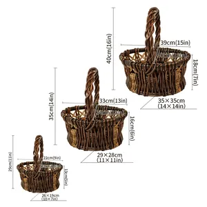 JY Handmade Oval Natural Willow Organizer Woven Small Basket Set With Handle Big Black Wicker Baskets Production China For Gift
