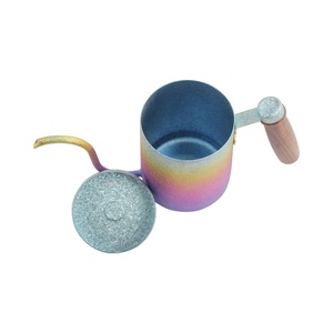 Bouilloire à café en titane pur avec bec col de cygne, couleur dégradée, pour café filtre, avec poignée en bois et couvercle - Product Image 2
