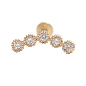 ต่างหูแบบหนีบยาวรูปหัวใจประดับเพชร CZ สีรุ้ง ทองคำแท้ 14K ขายส่ง ขนาด 18G 16G เครื่องประดับเจาะหู - Product Image 5