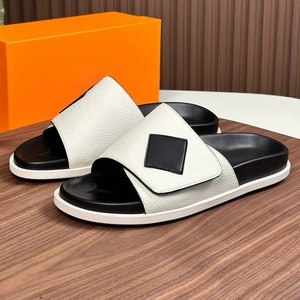 Luxury High-End Men's Evergreen Anti-Slip Casual Slippers Genuine Leather Slip-On <b>Sandals</b> Summer Footwear Designer for Slipper - Product Image 2